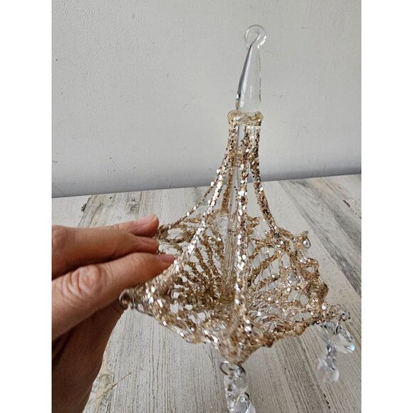 Chandelier sparkle glitter ornament large shabby chic diva unique vintage Xmas - Picture 8 of 10